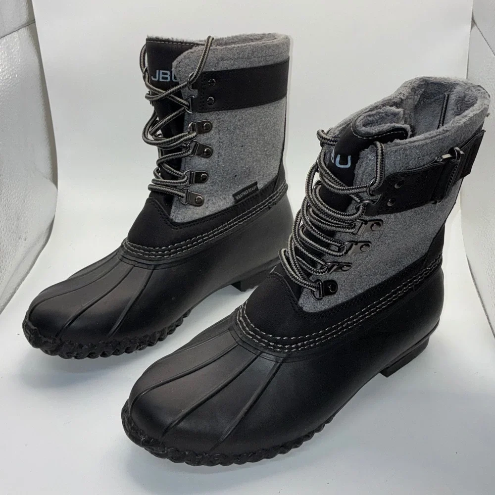 JBU Jambu Calgary Black Grey Vegan Faux Fur Duck Boot Weather Ready 7M JB19CGY01
